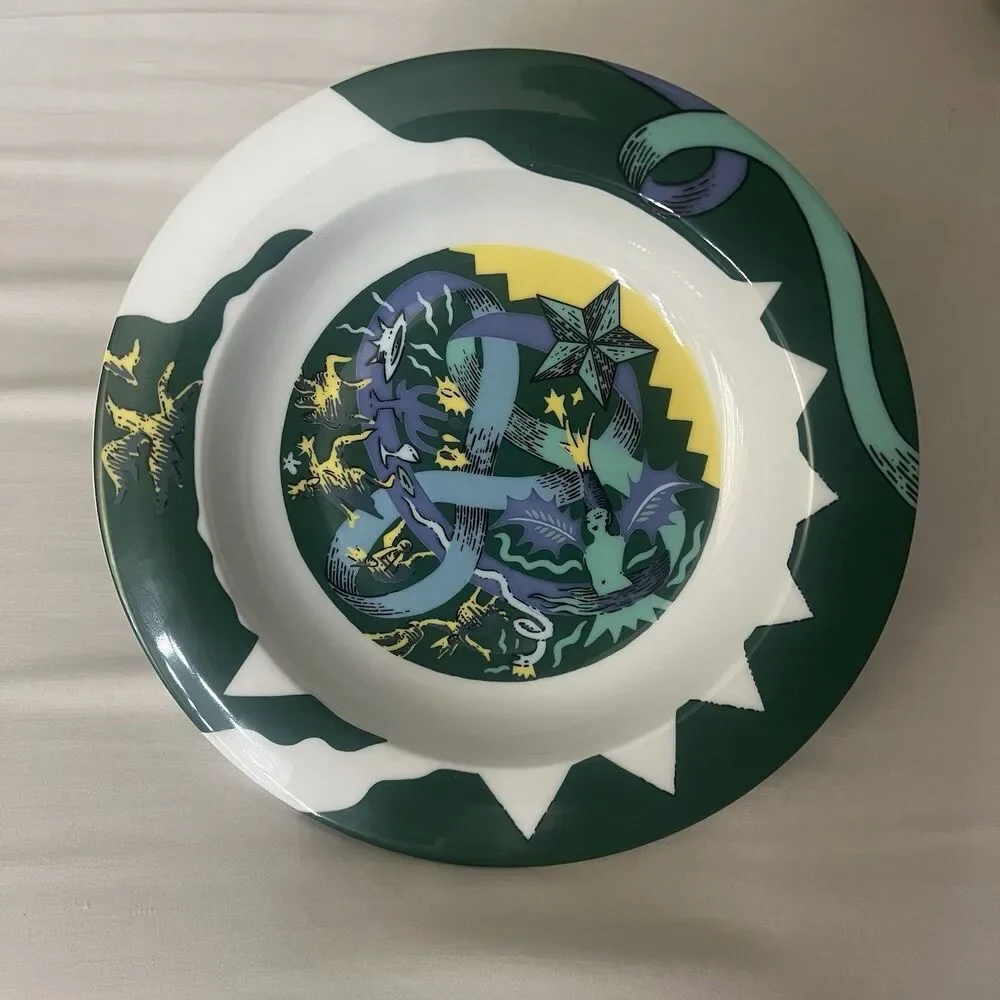 Bopla! Vintage Classics Couronne Suppenteller Soup Bowl 8.75” Green White Yellow